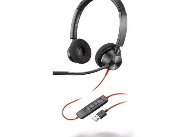 Plantronics Stereo Blackwire 3320 USB-A,  Noise-cancelling Microphone, Remote Call Control, Mic. Fre