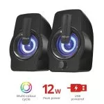 Trust Gemi RGB 2.0 Speaker Set, 12W, LED illumination with automated colour cycle, Black