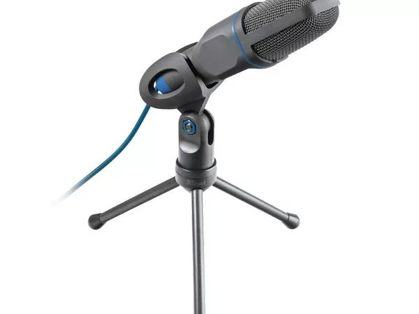 Trust Mico USB Microphone for PC and laptop,USB microphone on tripod stand that works with 3.5 mm an
