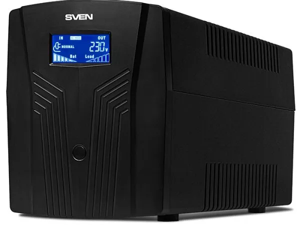 SVEN Pro 1500 (LCD,USB), Line-interactive UPS with AVR, 1500VA /900W, Multifunction LCD display, 3x Schuko outlets, 2x9AH, AVR: 175-280V, USB, RJ-11,