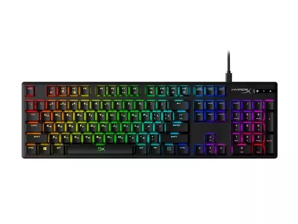 HYPERX Alloy Origins RGB Mechanical Gaming Keyboard (RU), Mechanical keys (HyperX Blue key switch) Backlight (RGB), 100% anti-ghosting, Key rollover: