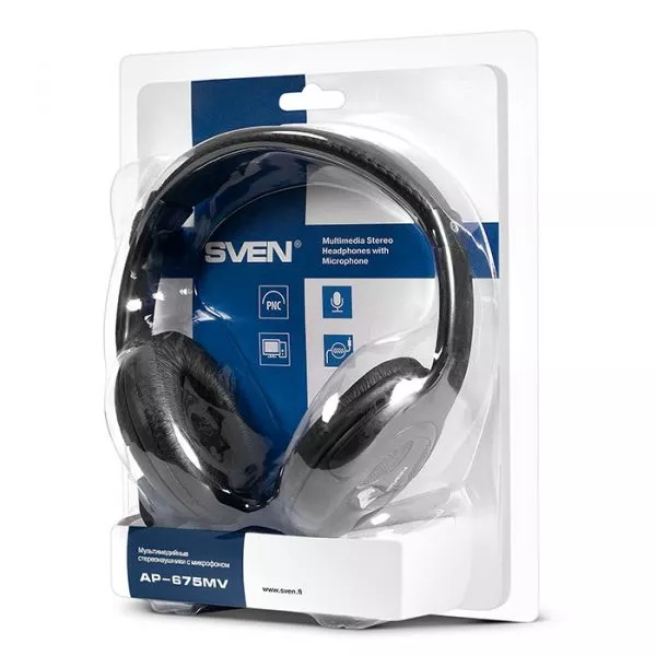 Headset SVEN AP-675MV with Microphone, Black, 2 x 3,5mm jack (3 pin)