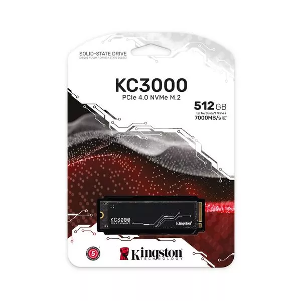 M.2 NVMe SSD  500GB Kingston KC3000, w/HeatSpreader, PCIe4.0 x4 / NVMe, M2 Type 2280 form factor, Sequential Reads 7000 MB/s, Sequential Writes 3900 M