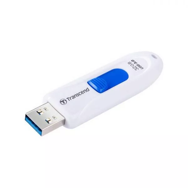 32GB USB3.1 Flash Drive Transcend "JetFlash 790", White, Slider (R/W:90/25MB/s)