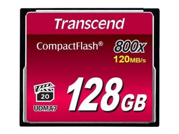 128GB CompactFlash Card, Hi-Speed 800X, Transcend "TS128GCF800" (R/W: 140/65MB/s)