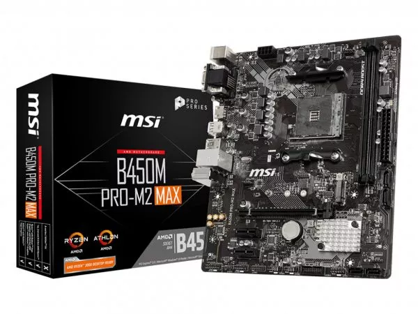 MSI B450M PRO-M2 MAX, Socket AM4, AMD B450, Dual 2xDDR4-4133, APU AMD graphics, VGA, DVI, HDMI, 1xPC