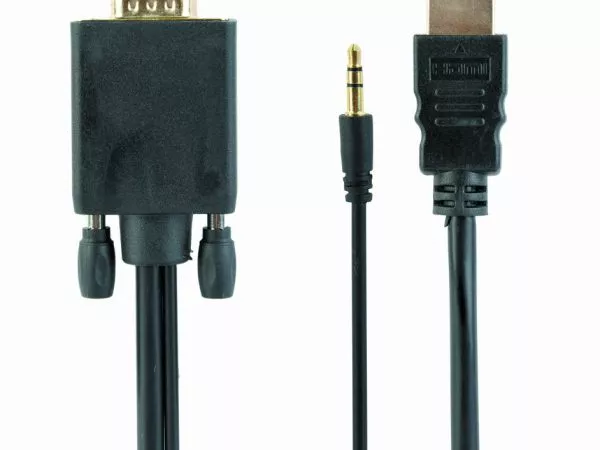 Cable HDMI to VGA+3.5mm jack 1.8m Cablexpert male-male, V1.4, Black, A-HDMI-VGA-03-6