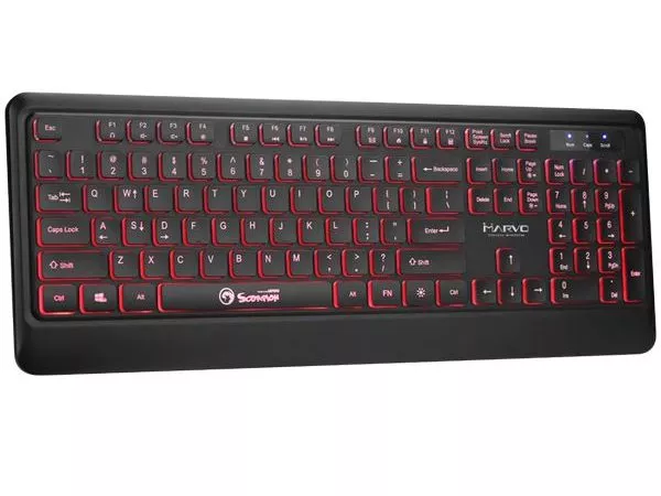 MARVO "K627", Gaming Keyboard, 114 keys, 10 multimedia keys, 10 anti-gosting keys, backlight: 3 colo