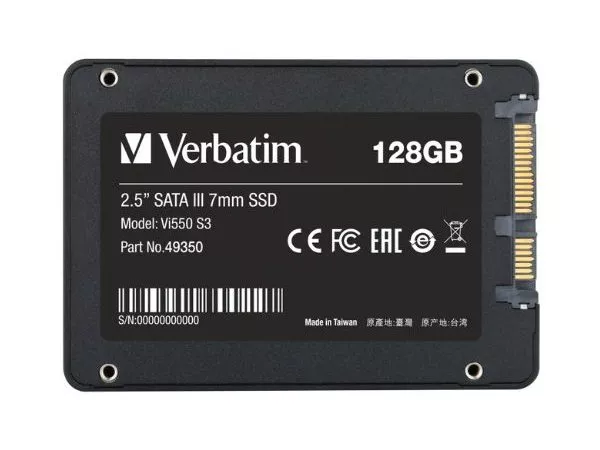 2.5" SSD  128GB Verbatim VI550 S3, SATAIII, Sequential Reads: 560 MB/s, Sequential Writes: 430 MB/s
