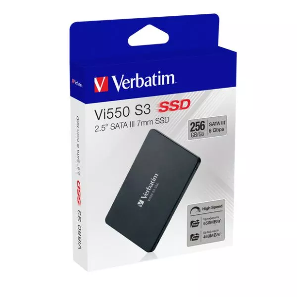 2.5" SSD  256GB  Verbatim VI550 S3, SATAIII, Sequential Reads: 560 MB/s, Sequential Writes: 460 MB/s
