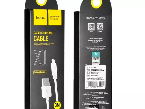 HOCO X1 Rapid charging cable lightning 1M, white