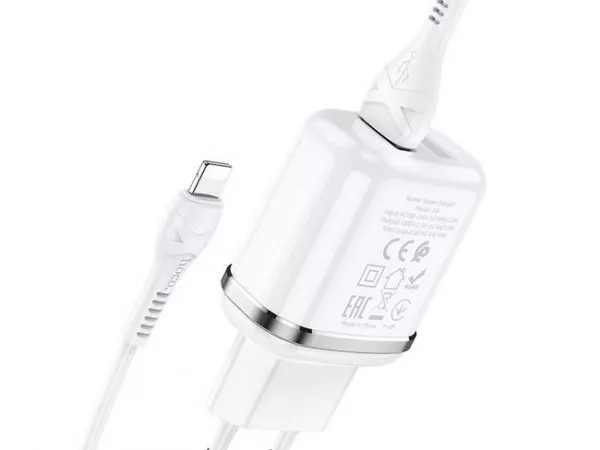 Hoco N4 Aspiring dual port charger set ( for Lightning ) (EU) white