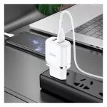Hoco N4 Aspiring dual port charger set ( for Lightning ) (EU) white