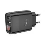 HOCO C86A Illustrious dual port charger with digital display (EU) black