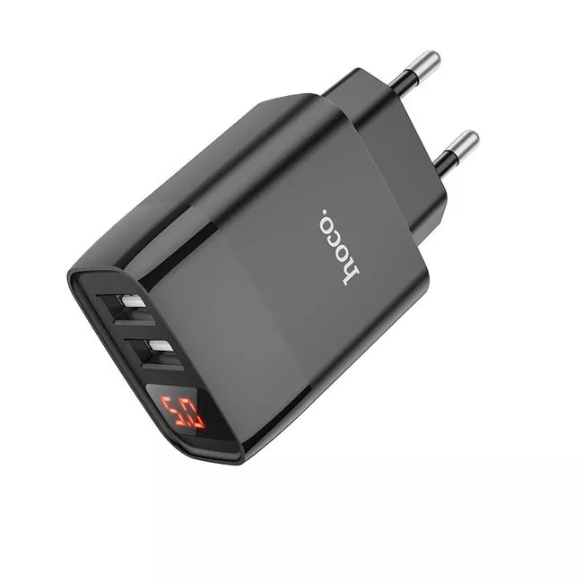 HOCO C86A Illustrious dual port charger with digital display (EU) black
