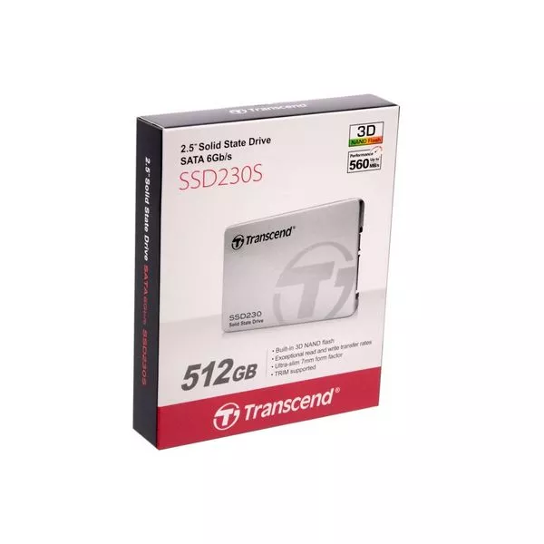 2.5" SSD  512GB Transcend SSD230 [R/W:560/520MB/s, 85/85K IOPS, SM2258, 3D NAND TLC, Alu]