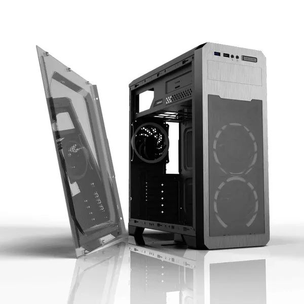 Case ATX GAMEMAX G563, w/o PSU, 3x120mm, Blue LED, Full Transparent panel, USB3.0, Black