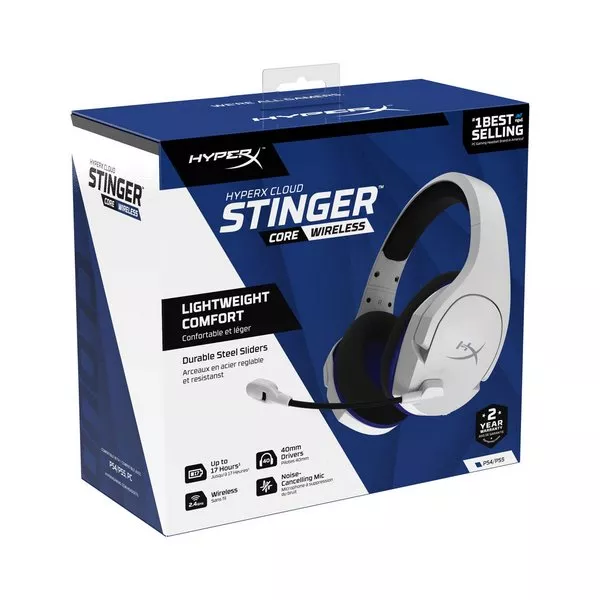 Wireless headset  HyperX Cloud Stinger Core PS4/PC, White, 90-degree rotating ear cups, Microphone b
