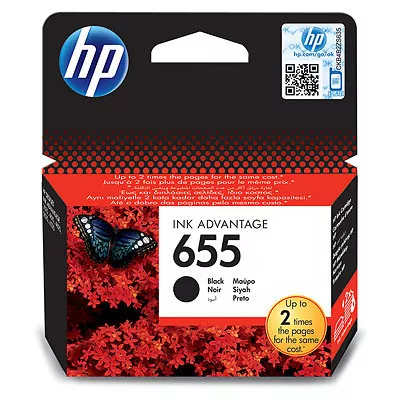 HP #655 Black Ink Cartridge, for Deskjet Ink Advantage 3525, 4615, 4625, 5525, 6525 AiO, 550 pages