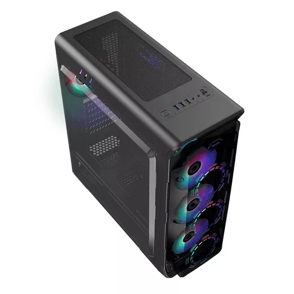 Case ATX GAMEMAX StarLight FRGB, w/o PSU, 4x120mm RGB fans,Fan controller,Transparent, USB3.0, Black