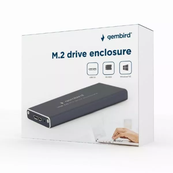 M.2 NVMe SSD External case Gembird EE2280-U3C-02, USB 3.1 enclosure for M.2 NVMe drives, transparent, 10 Gbps SuperSpeed+ data transfer, Supports 22 m