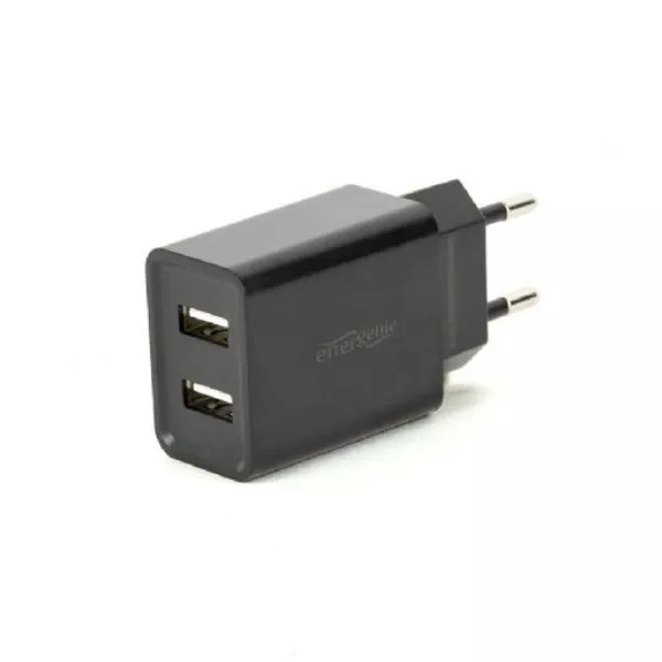 Universal USB Charger - Gembird EG-U2C2A-03-BK, 2-port universal USB charger, 2.1 A, Black