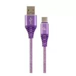 Cable USB2.0/Type-C Premium cotton braided - 2m - Cablexpert CC-USB2B-AMCM-2M-PW, Purple/White, USB