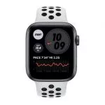 Apple Watch SE 44mm Aluminum Case with Pure Platinum/Black Nike SporttBand, MYYH2 GPS, Silver