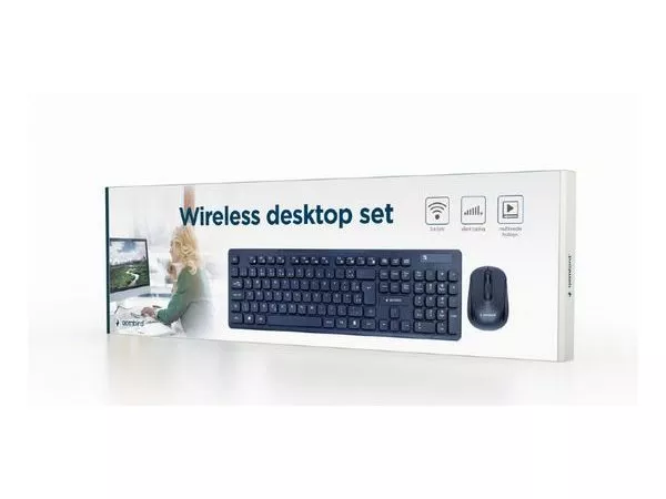 Gembird KBS-WCH-03, Wireless desktop set, black, US-layout, Black