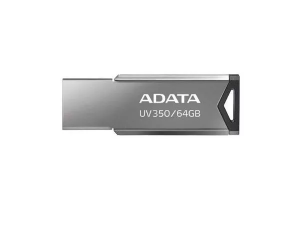 64GB USB3.1 Flash Drive ADATA "UV350", Silver, Metal Case, Slim Capless, Keychain (R/W:60/30MB/s)