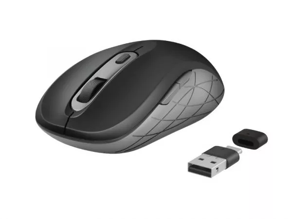 Trust Duco Wireless Mouse, Dual Connect USB-C / USB, 2.4GHz, Micro receiver, 800/1600/2400 dpi, 6 bu
