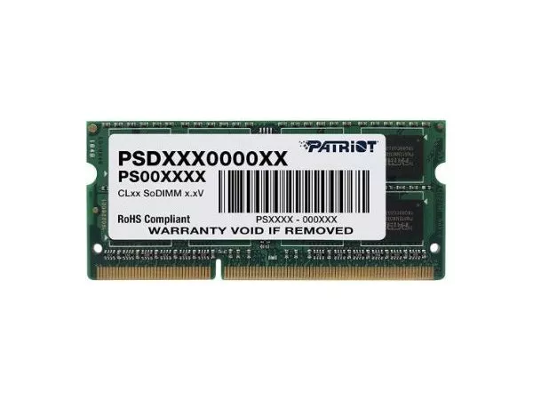 4GB DDR3L-1600 SODIMM  PATRIOT Signature Line, PC12800, CL11, 1 Rank, Double-sided module, 1.35V