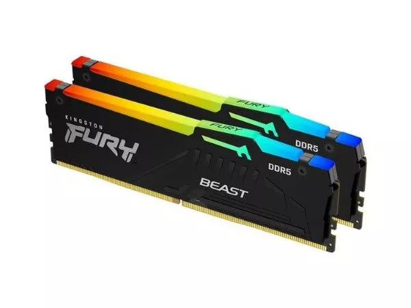 16GB DDR5-6000MHz  Kingston FURY Beast RGB (Kit of 2x8GB) (KF560C40BBAK2-16), CL40-40-40, 1.35V, Blk