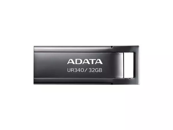 32GB USB3.1 Flash Drive ADATA "UR340", Black, Metal Case, Slim Capless, Keychain (R:Up to 100 MB/s)