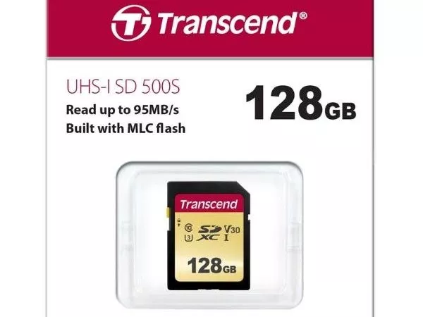 128Gb SDXC Card (Class 10) UHS-I, U3, Transcend 500S "TS128GSDC500S" (R/W:95/60MB/s, MLC)