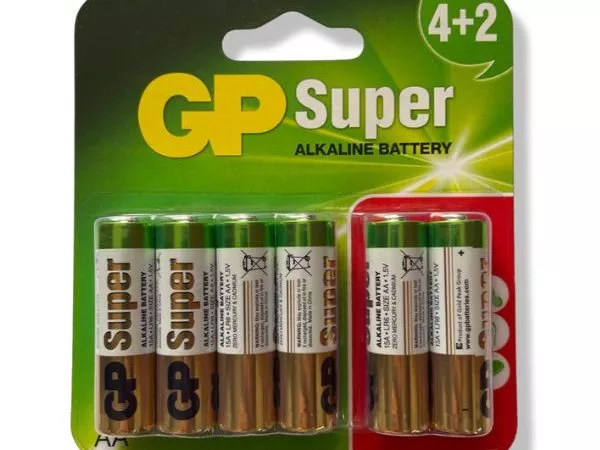 Baterie GP Batteries, Super Alcalina AA (LR6) 1.5V alcalina, blister 6 buc. "GP15A4/2-2UE6" "GPPCA15AS072"