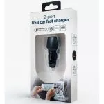 USB Car Charger - TA-U2QC3-CAR-02, 2-port USB car fast charger, Type-C PD, 18 W, black
