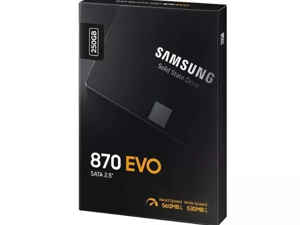 2.5" SSD  250GB  Samsung 870 EVO "MZ-77E250B" [R/W:560/530MB/s, 98K IOPS, MGX, V-NAND 3bit MLC]