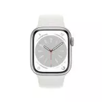 Apple Watch Series 8 GPS, 45mm Silver Aluminium Case with White Sport Band, MP6N3