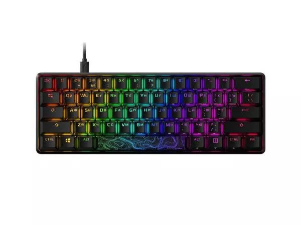 HYPERX Alloy Origins 60 Black Mechanical Gaming Keyboard (RU), Mechanical keys (HyperX Red key switch) Backlight (RGB), Petite 60% form factor, Ultra-