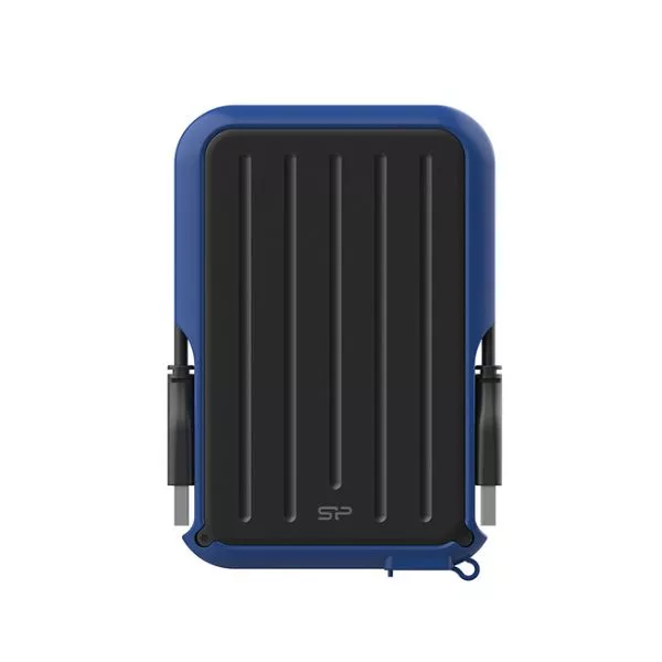 2.5" External HDD 2.0TB (USB3.2)  Silicon Power Armor A66, Black/Blue, Rubber + Plastic, Military-Grade Protection MIL-STD 810G, IPX4 waterproof, Adva