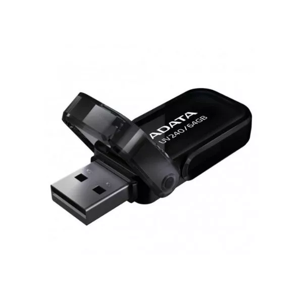 64GB USB2.0 Flash Drive ADATA "UV240", Black, Plastic, Flip Cap (R/W:20/10MB/s)