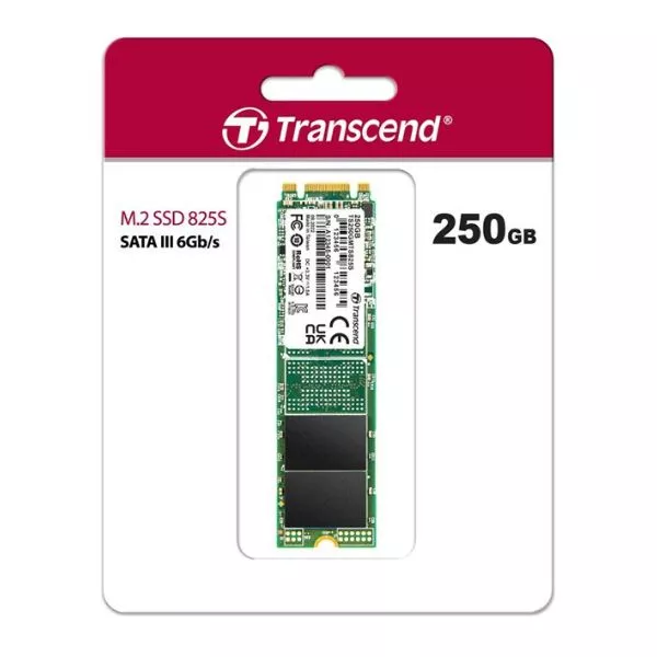 .M.2 SATA SSD  250GB Transcend "TS250GMTS825S" [80mm, R/W:500/330MB/s, 40K/75K IOPS, 90 TBW, 3DTLC]