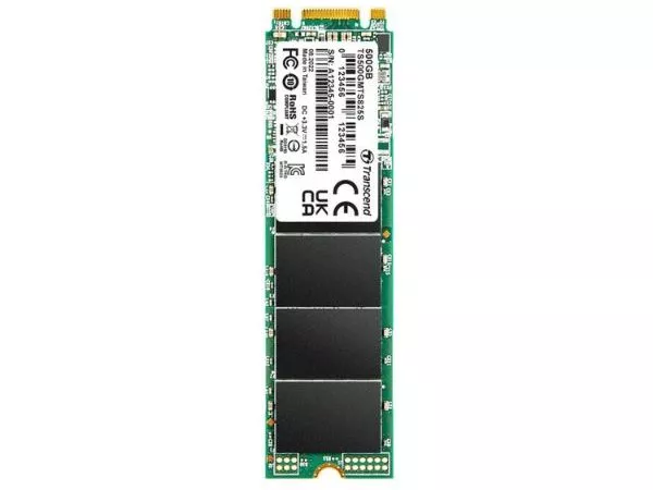.M.2 SATA SSD  500GB Transcend "TS500GMTS825S" [80mm, R/W:530/480MB/s, 55K/75K IOPS, 180 TBW, 3DTLC]