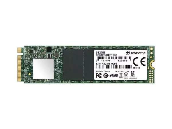 M.2 NVMe SSD  512GB Transcend 110S [PCIe 3.0 x4, R/W:1800/1500MB/s, 180/150K IOPS, SM2263, 3D TLC]