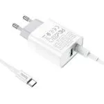HOCO C80A Rapido PD20W+QC3.0 charger set (Type-C TO Type-C) white