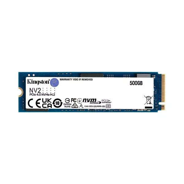 M.2 NVMe SSD  500GB  Kingston  NV2 [PCIe 4.0 x4, R/W:3500/2100MB/s, 160TBW, 3D-NAND QLC]