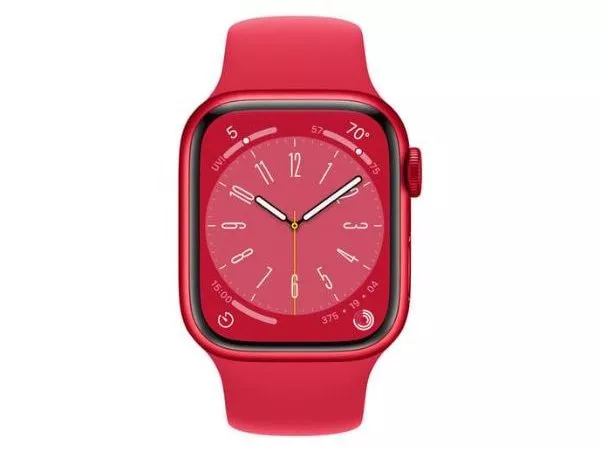 Apple Watch Series 8 GPS, 45mm (PRODUCT)RED Aluminium Case with (PRODUCT)RED Sport Band, MNP43