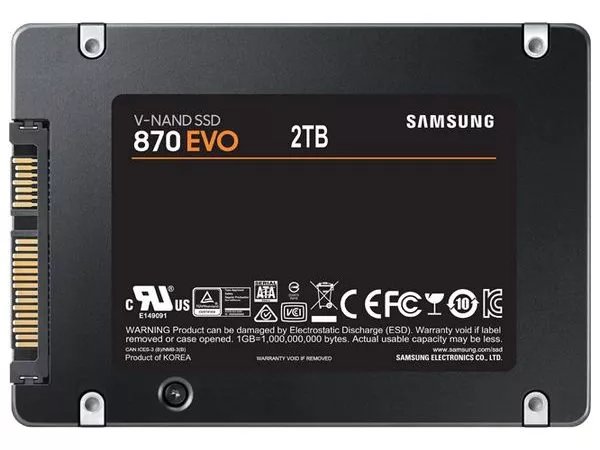 2.5" SSD 2.0TB Samsung  870 EVO "MZ-77E2T0BW" [R/W:560/530MB/s, 98K IOPS, MGX, V-NAND 3bit MLC]