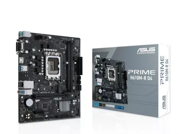 ASUS PRIME H610M-R D4-SI , Socket 1700, Intel® H610 (12th Gen CPU), Dual 2xDDR4-3200, VGA, DVI, HDMI, CPU Intel graphics, 1xPCIe X16 4.0, 4xSATA3, 1xM
